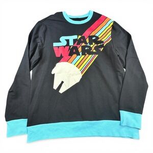 Star Wars Sweatshirt Mens Large Black Millennium Falcon Crewneck Pullover